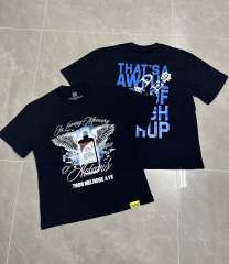 Cough Syrup Tribute Memorial Cursive Script Angel Wing Bottle Graphic Back Blue Block Letter Overlay Graffiti Tee 29303858