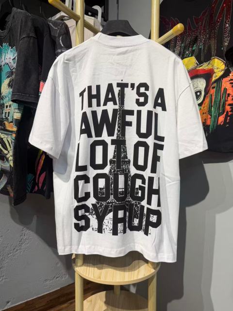 Cough Syrup Sketch Texture Eiffel Tower ALCS Gothic Letter Front Embedded Tower Stacked Slogan Tee 2 colors 29290147