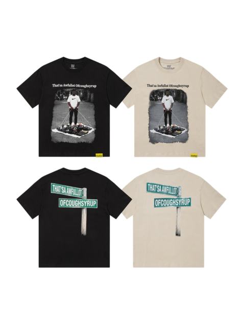 Cough Syrup Hip Hop Streetwear Street Vendor Figure Print Back Split Text Street Sign Design Tee 2 colors 29288641