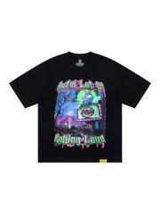 Cough Syrup Y2K Dark Street Front Halloween Carnival Graveyard Monster Sea Lion Drip Font Print Back Contrast Layer Graffiti Oversized T-Shirt 29343932