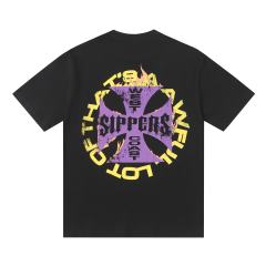 Cough Syrup West Coast Sippers Flame Motorcycle Cross Double Sided Print Tee 2 29303788