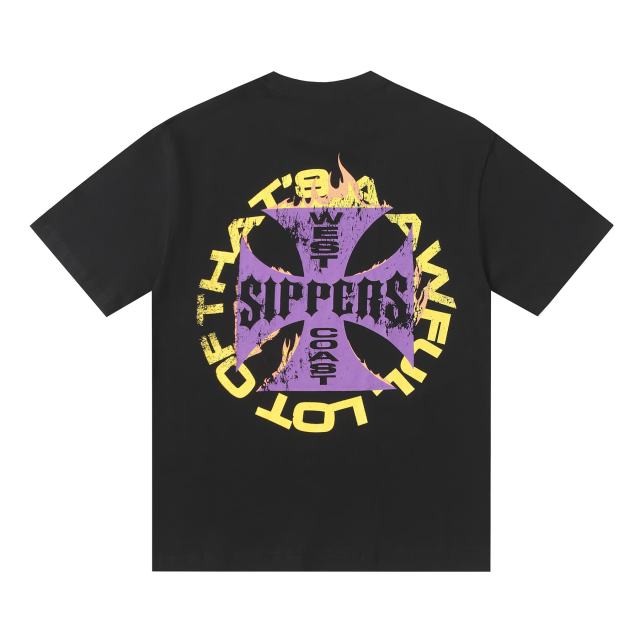 Cough Syrup West Coast Sippers Flame Motorcycle Cross Double Sided Print Tee 2 29303788
