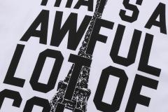Cough Syrup Sketch Texture Eiffel Tower ALCS Gothic Letter Front Embedded Tower Stacked Slogan Tee 2 colors 29290147
