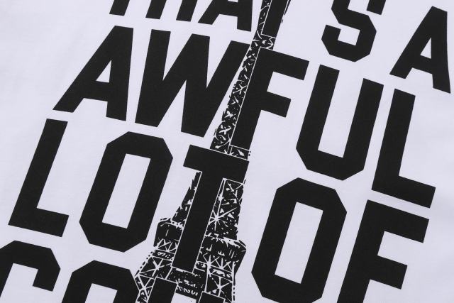 Cough Syrup Sketch Texture Eiffel Tower ALCS Gothic Letter Front Embedded Tower Stacked Slogan Tee 2 colors 29290147