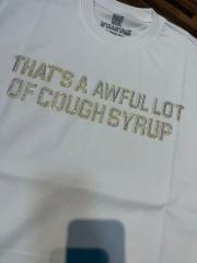 Cough Syrup Luxury Hip Hop Rhinestone Mesh Texture Front Horizontal Slogan Back Framed Dollar Sign Records Logo Tee 29302196