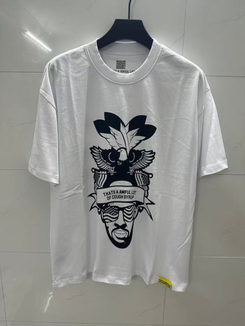 Cough Syrup Bald Eagle American Flag Feather Banner Hip Hop Portrait Front Large Bold Red Block Letter Tee 29303913