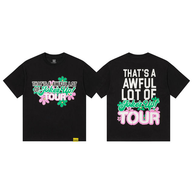Cough Syrup Jokes Up Tour Daisy Floral Double Sided Letter Print Oversized Tee 2 colors 29288637