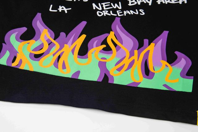Cough Syrup PO' UP US City Name List Green Box Text Gradient Flame Front Purple Syrup Dripping Disposable Cup Print Tee 2 colors 29303911
