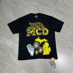 Cough Syrup Retro State Pride Streetwear Distressed Crack Font Mechanical Gear Michigan Outline Map Dual Side Print T-Shirt 3 colors 29344200