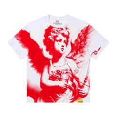 Cough Syrup Sketch Cupid Angel Tattoo Detail Front Gothic Stacked Cursive Slogan Back Tee 4 colors 29290017