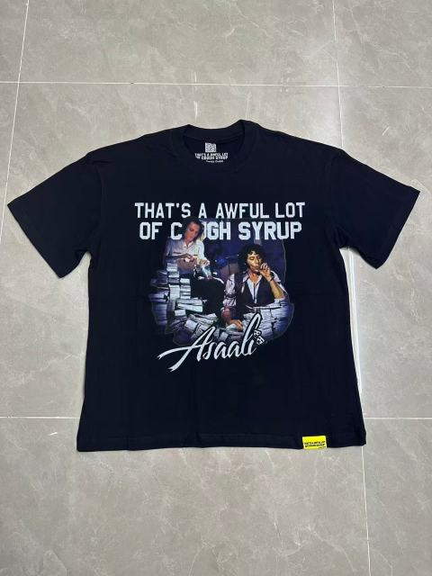 Cough Syrup Movie Scene Two Characters Stacked Cash Portrait Photo Asaali Cursive Signature Contrast Double Slogan Tee 29303852