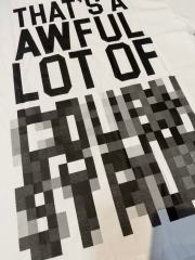 Cough Syrup Cyber Street Glitch Pixel Mosaic Half Blur Text Front Segmented Normal & Distorted Stacked Letter Back Tee 2 colors 29302180