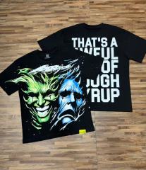 Cough Syrup Green And Blue Contrast Split Demon Face Front Large Stacked Text Slogan Back Oversized Tee 29288677