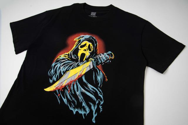 Cough Syrup Scream Ghostface Hooded Killer Knife Figure Red Glow Background Double Sided Print Tee 29303863