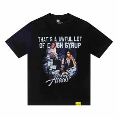 Cough Syrup Movie Scene Two Characters Stacked Cash Portrait Photo Asaali Cursive Signature Contrast Double Slogan Tee 29303852