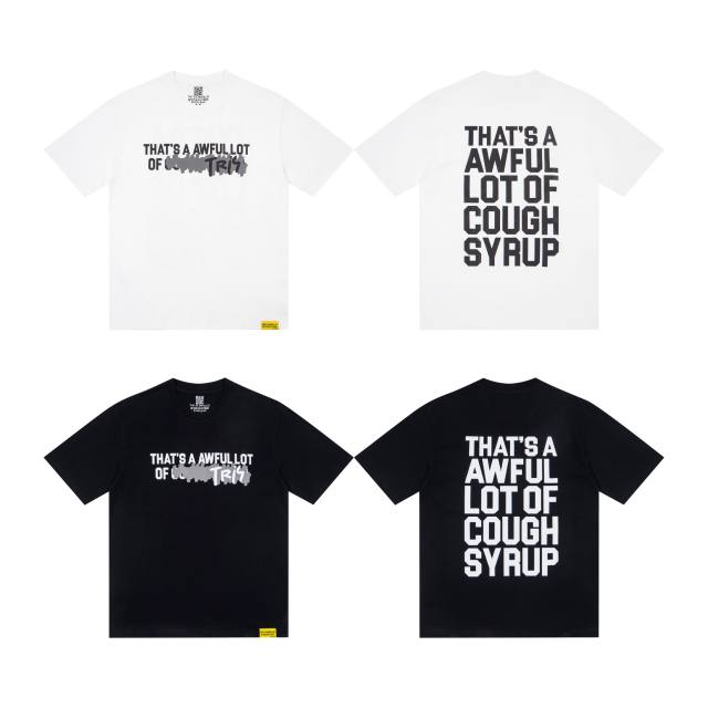 Cough Syrup Minimal Hip Hop Streetwear Front Crossed Out Text TRY Graffiti Block Letter Print Back Stacked Bold Block Slogan Graphic Oversized T-Shirt 2 colors 29343909