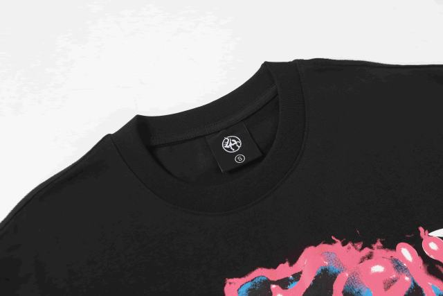 Cough Syrup Horror Teeth Portrait Print Back Irregular Flame Circle Demon Logo Double Sided Print Tee 2 colors 29304000