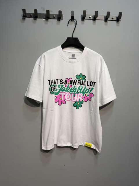 Cough Syrup Jokes Up Tour Daisy Floral Double Sided Letter Print Oversized Tee 2 colors 29288637