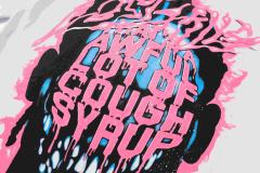 Cough Syrup Horror Teeth Portrait Print Back Irregular Flame Circle Demon Logo Double Sided Print Tee 2 colors 29304000