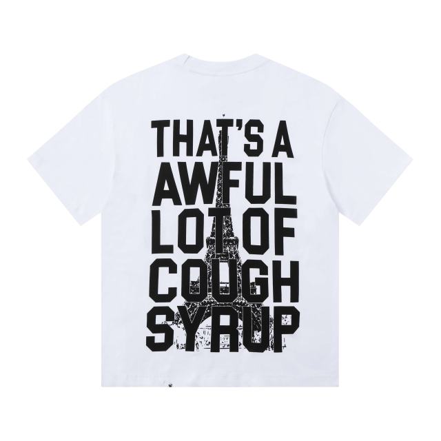 Cough Syrup Sketch Texture Eiffel Tower ALCS Gothic Letter Front Embedded Tower Stacked Slogan Tee 2 colors 29290147