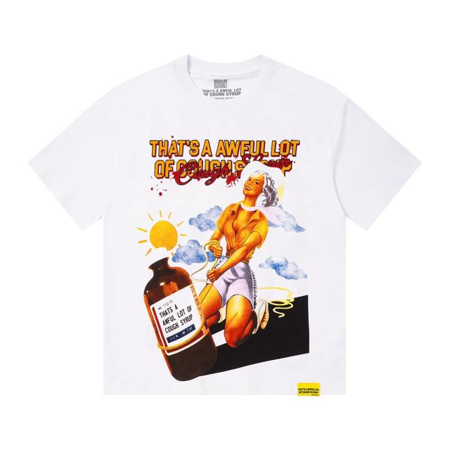 Cough Syrup Pin-Up Lady Syrup Bottle Front Red Graffiti Overlay Stacked Letter Back Print Tee 29290078