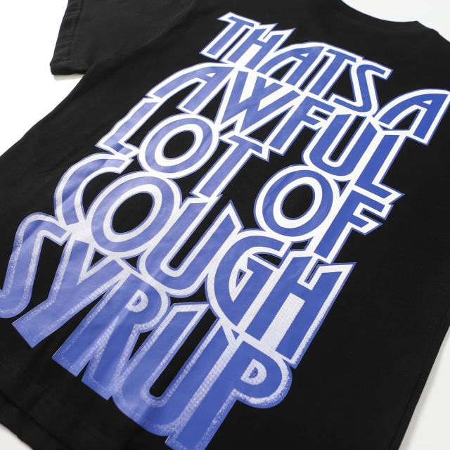 Cough Syrup Hip Hop Streetwear Gothic Stacked Letter Slogan USA Continent Map Emblem Badge Double Side Tee 29303789
