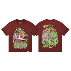 Cough Syrup Christmas Hip Hop Cartoon Grinch Lowrider Car Graphic Front Bubble Outline Stacked Slogan Tee 2 colors 29302084