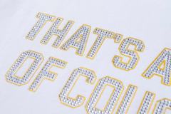 Cough Syrup Luxury Hip Hop Rhinestone Mesh Texture Front Horizontal Slogan Back Framed Dollar Sign Records Logo Tee 29302196
