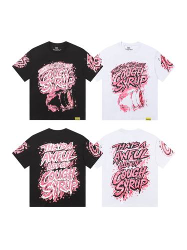 Cough Syrup Pink Splatter Graffiti Cup Front Back Double Sided Print Tee 2 colors 29290023
