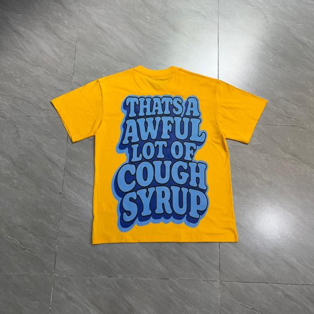 Cough Syrup Y2K Relax Street Bright Yellow Background Cartoon Honey Bear Purple Syrup Dripping Liquid Art Print T-Shirt 29344143