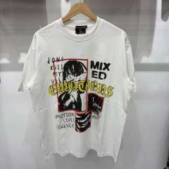 Mixed Emotion Red Frame Subculture Handwritten Graffiti Print T-shirt 29370453