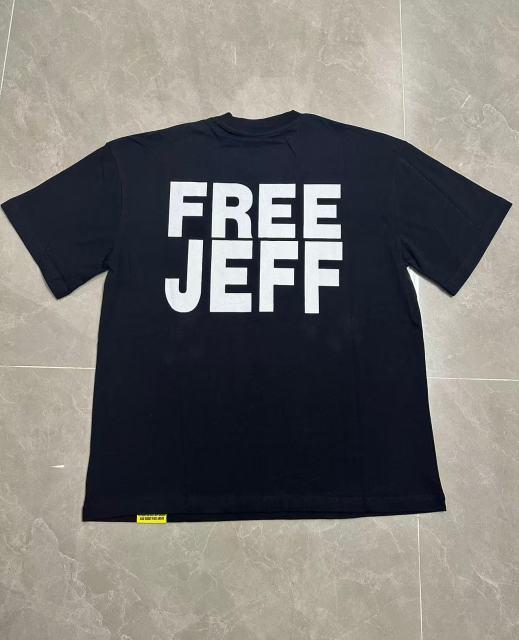 Cough Syrup Jesus Crucifix Portrait Front Large Bold Block Letter FREE JEFF Back Double Sided Print Tee 29303891