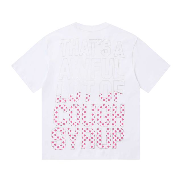 Cough Syrup Four Outline Syrup Bottles Pink Polka Dot Liquid Level Front Half Pink Dot Filled Stacked Slogan Tee 2 colors 29290183