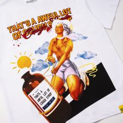 Cough Syrup Pin-Up Lady Syrup Bottle Front Red Graffiti Overlay Stacked Letter Back Print Tee 29290078
