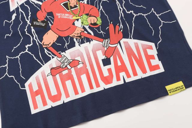 Cough Syrup Full Sleeve White Lightning Hurricane Cartoon Bird Front Gradient Stacked Full Slogan Print Tee 2 colors 29290161