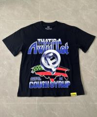 Cough Syrup Hip Hop Streetwear Gothic Stacked Letter Slogan USA Continent Map Emblem Badge Double Side Tee 29303789