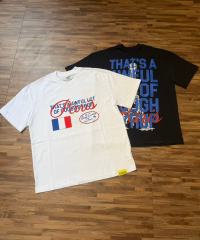 Cough Syrup Eiffel Tower France Flag Travel Stamp Graphic Front Large Bold Blue Stacked Letter Tee 2 colors 29290156