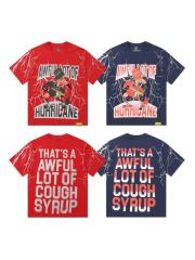 Cough Syrup Full Sleeve White Lightning Hurricane Cartoon Bird Front Gradient Stacked Full Slogan Print Tee 2 colors 29290161