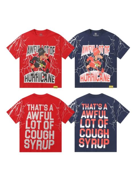 Cough Syrup Full Sleeve White Lightning Hurricane Cartoon Bird Front Gradient Stacked Full Slogan Print Tee 2 colors 29290161