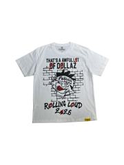Cough Syrup 0s Grunge Hip Hop Streetwear Solid White Brick Wall Background Cartoon Face Graffiti Red Strike Through Text T-Shirt 29344169