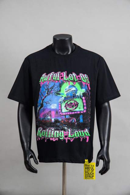 Cough Syrup Y2K Dark Street Front Halloween Carnival Graveyard Monster Sea Lion Drip Font Print Back Contrast Layer Graffiti Oversized T-Shirt 29343932