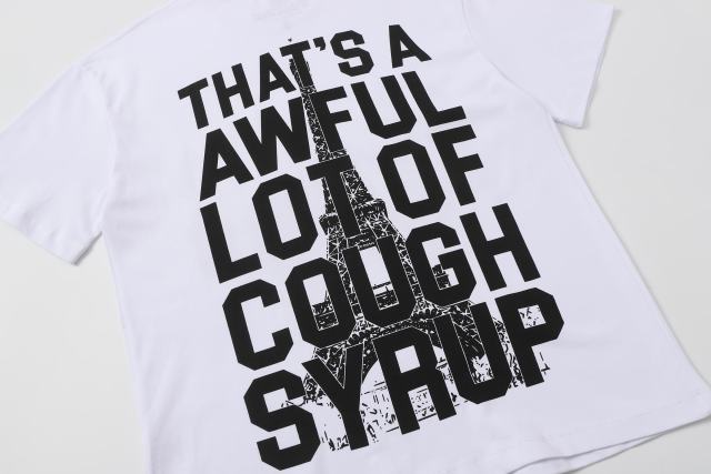 Cough Syrup Sketch Texture Eiffel Tower ALCS Gothic Letter Front Embedded Tower Stacked Slogan Tee 2 colors 29290147
