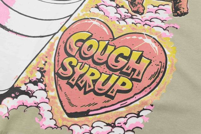 Cough Syrup Comic Cupid Heart Element Front Back Drip Text Slogan Printed Tee 29290026