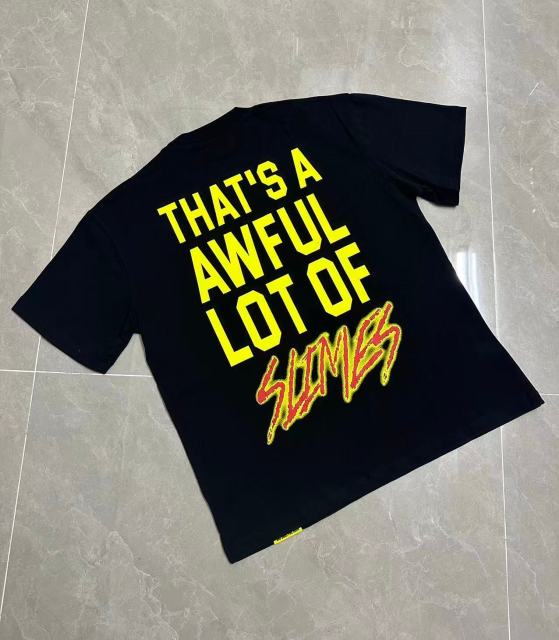 Cough Syrup Halo Snake Graffiti Front Two Layer Typography Bright Yellow Bold Block Letter Slimes Script Print Tee 29303916