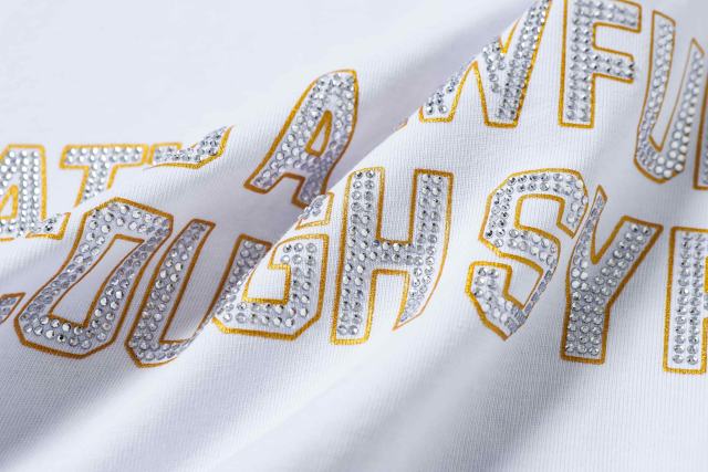 Cough Syrup Luxury Hip Hop Rhinestone Mesh Texture Front Horizontal Slogan Back Framed Dollar Sign Records Logo Tee 29302196