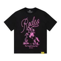 Cough Syrup Pink Line Rodeo Cowboy Cactus Club EST 2018 Front Bold Stacked Letter Tee 29290090