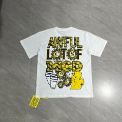 Cough Syrup Retro State Pride Streetwear Distressed Crack Font Mechanical Gear Michigan Outline Map Dual Side Print T-Shirt 3 colors 29344200