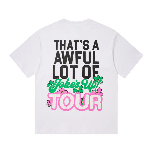 Cough Syrup Jokes Up Tour Daisy Floral Double Sided Letter Print Oversized Tee 2 colors 29288637