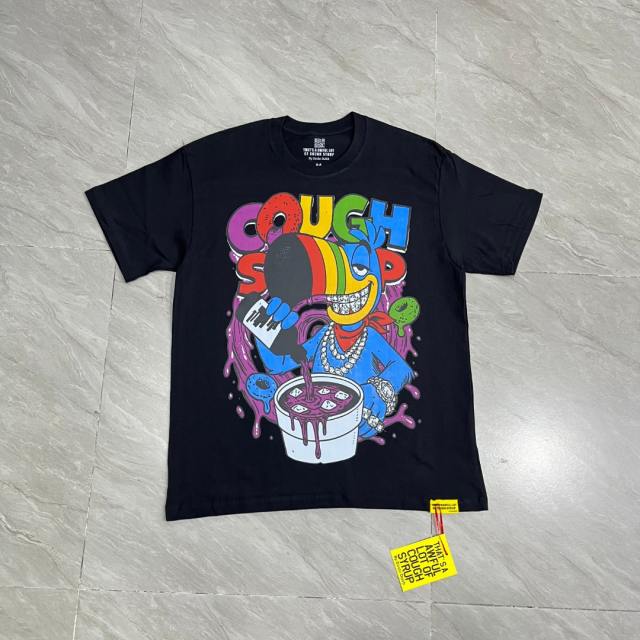 Cough Syrup Cartoon Hip Hop Streetwear Front Multicolor Toucan Bird Grill Teeth Jewelry Pouring Purple Syrup Cup Drip Rainbow Letter Print T-Shirt 2 colors 29344027