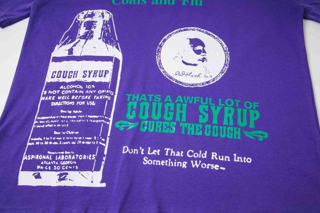Cough Syrup Retro Old Fashion Drug Label Typography Front Comic Bubble Text Graphic Print Tee 29303849